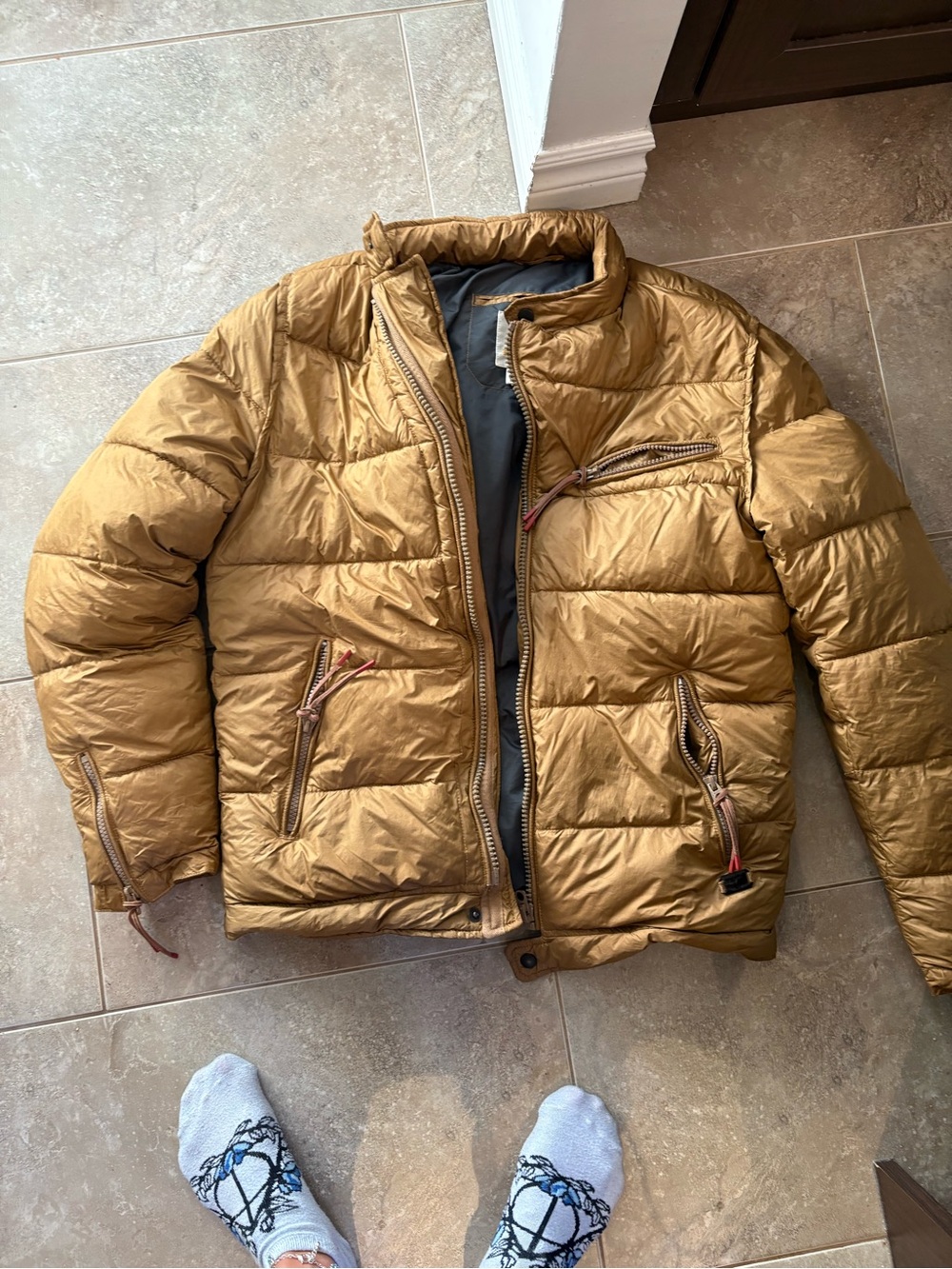 Vintage Y2K DIESEL Gold Mustard Puffer Jacket Size S